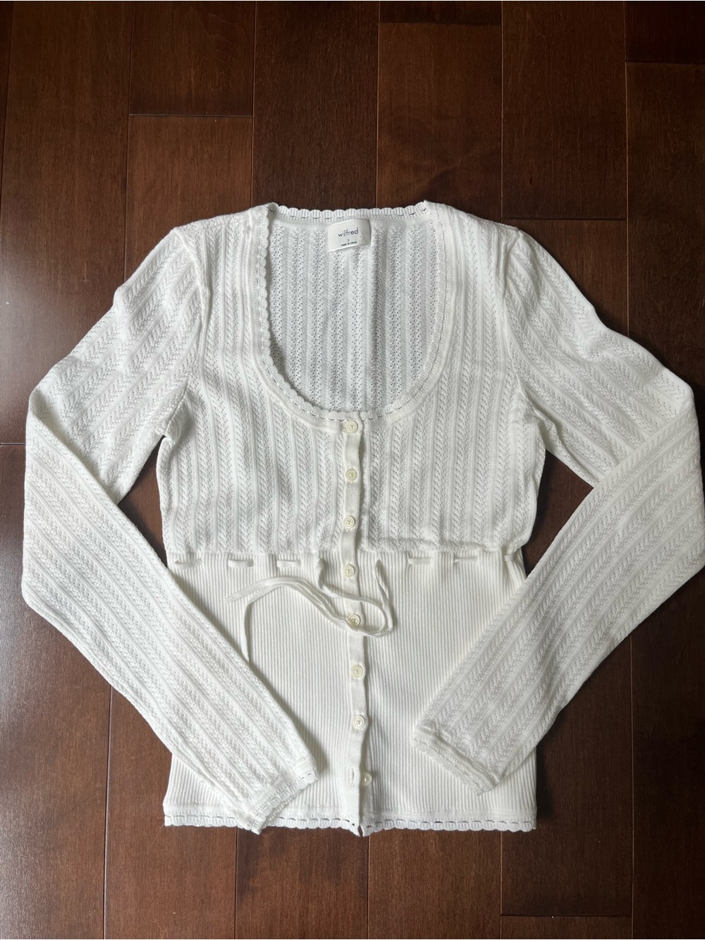 Wilfred Cream Scoop-Neck Knit Button Cardigan